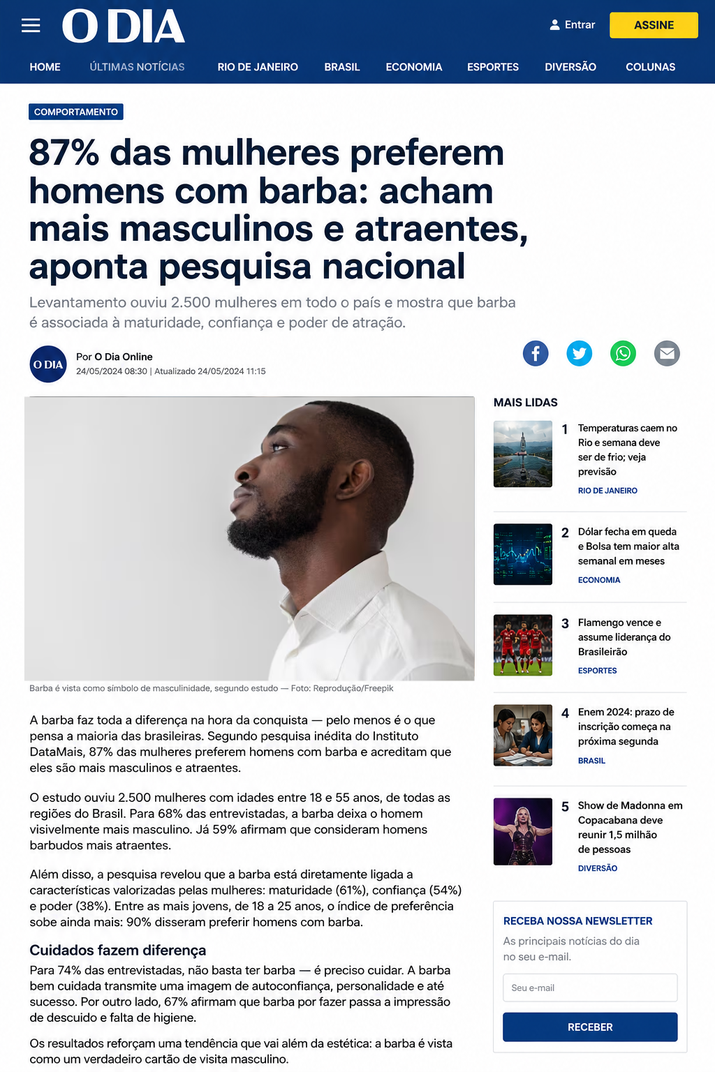 Pesquisa preferência feminina barba